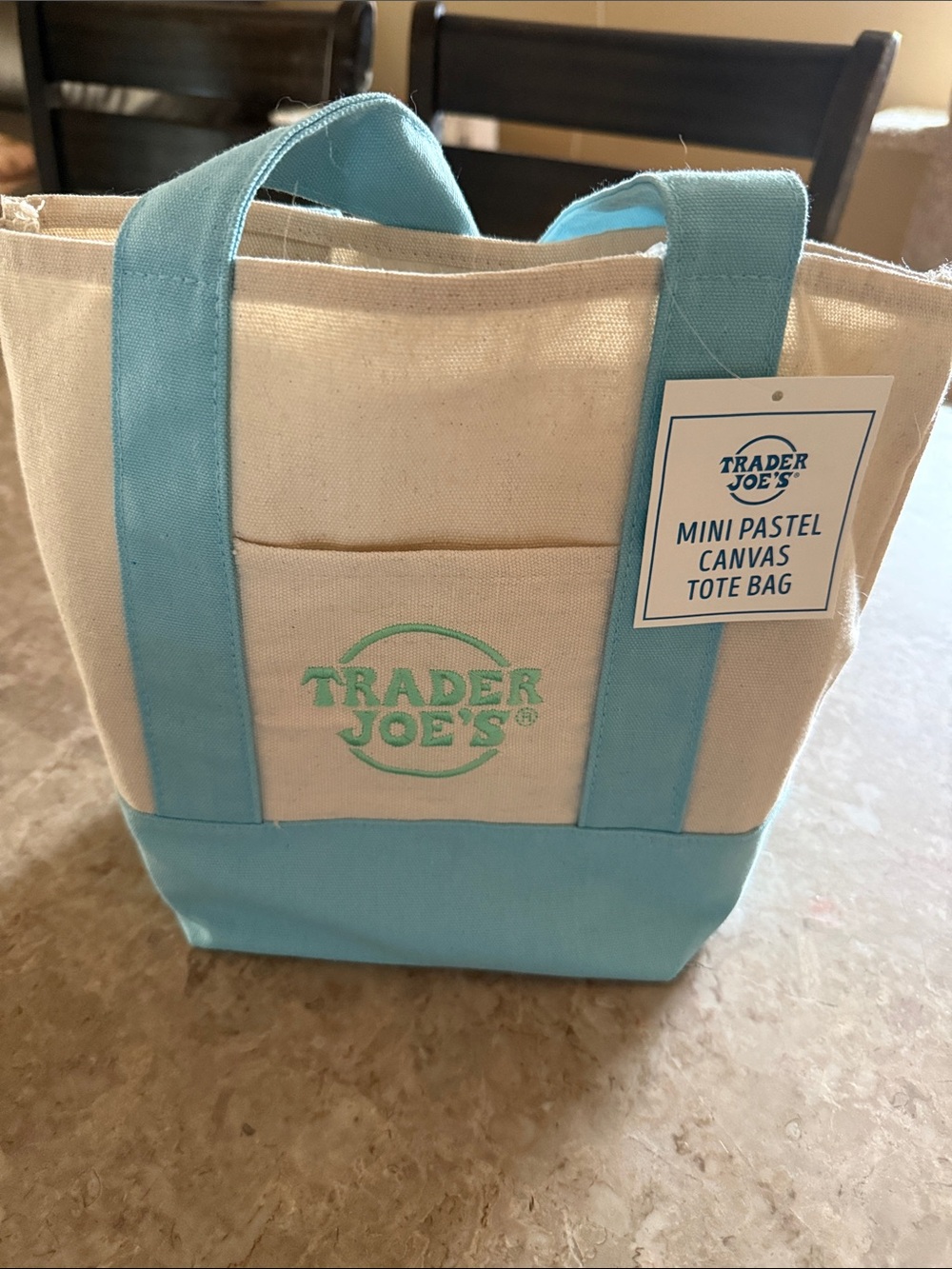 Trader Joe's Mini Canvas Tote in Light Blue